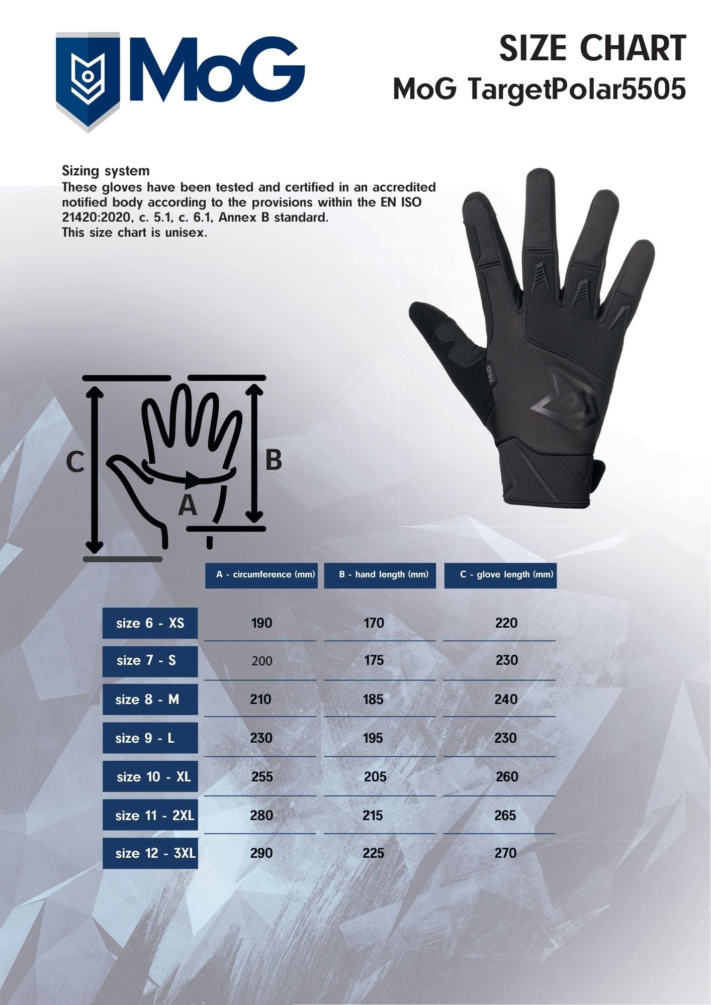 MoG Target Polar Tactical Glove (Model 5505)