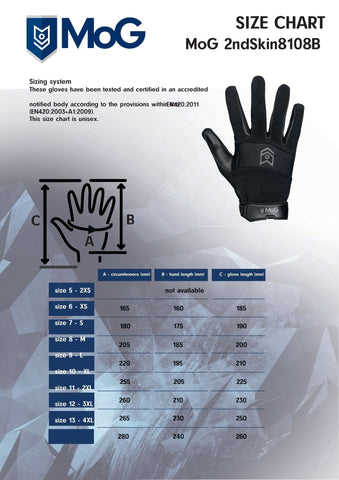 MoG 2ndSkin Tactical Glove (Model 8108B)