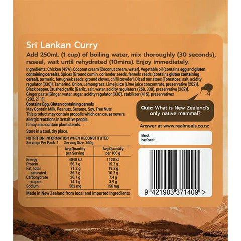 Real Meals Sri Lankan Curry